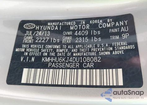 2013 Hyundai Genesis 3.8 Grand Touring from USA, damaged, VIN KMHHU6KJ4DU108082